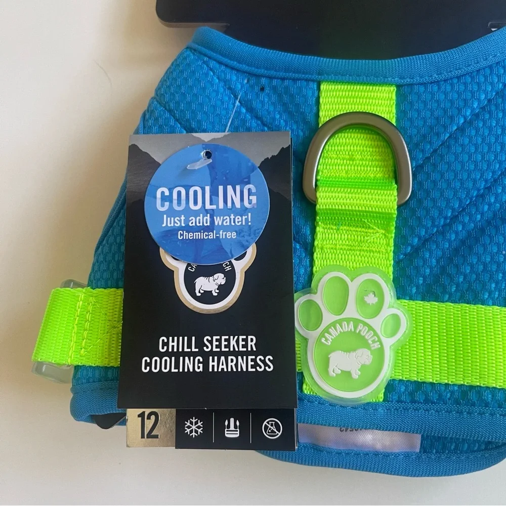 Canada Pooch Chill Seeker Cooling Harness - Blue/Green - Size 12